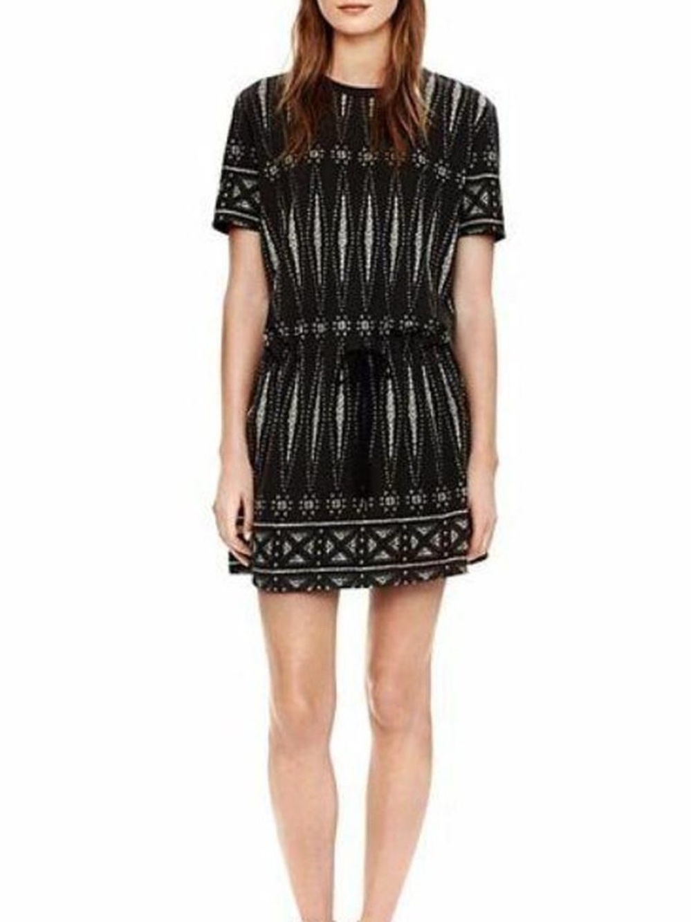 Tory Burch Black Patterned Short Sleeve Women's T shirt Dress medium